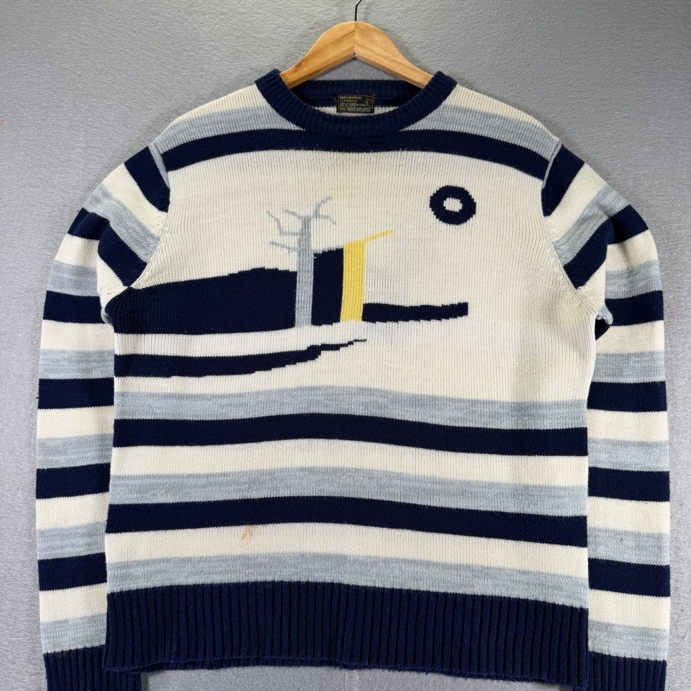 Vintage JCPenney Acrylic‎ Striped Crew Neck Sweater Graphic Print  Large